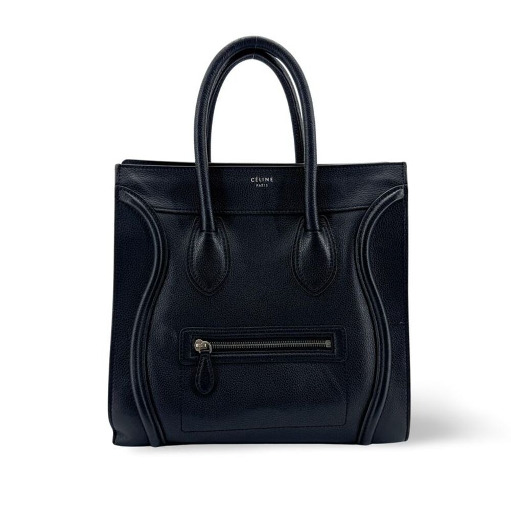 Celine Luggage Smooth Leather Black Leather Handbag